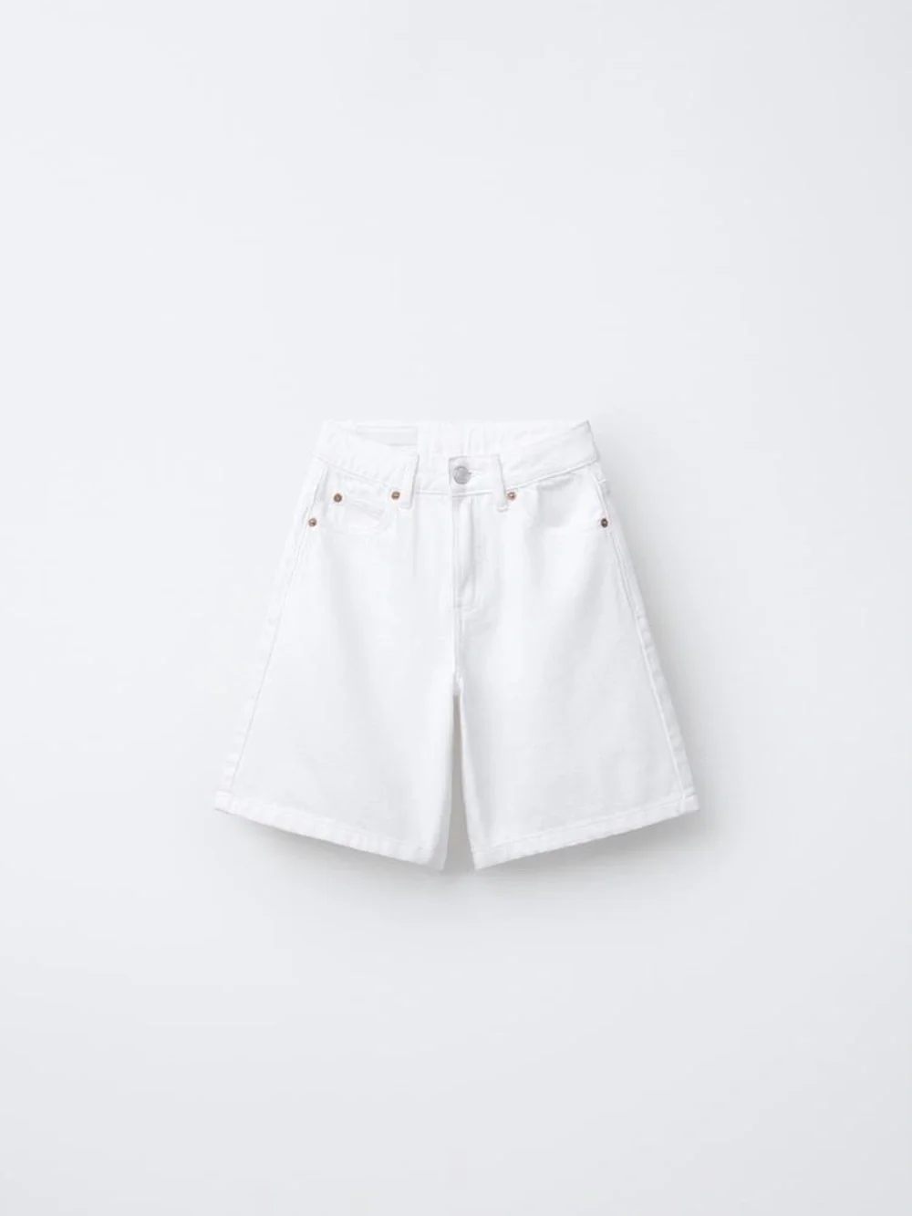 Zara White High-Rise Long Shorts